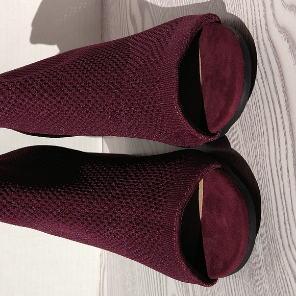 Peep Toe knit Elastic Sock Ankle heel Booties size 10 - Picture 4 of 10